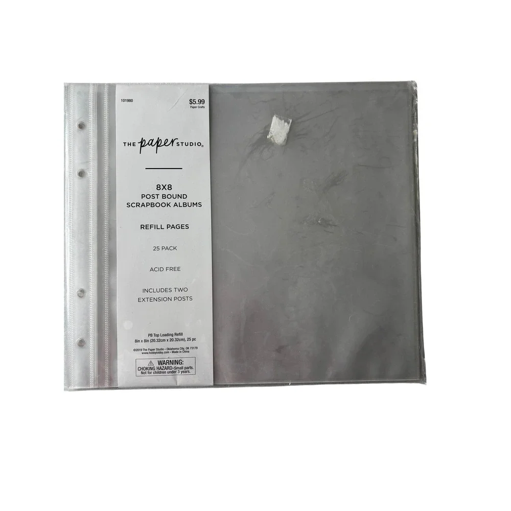The Paper Studio Scrapbook Refill Pages 8x8 Clear NEW 25 Pack Post Bound 101980